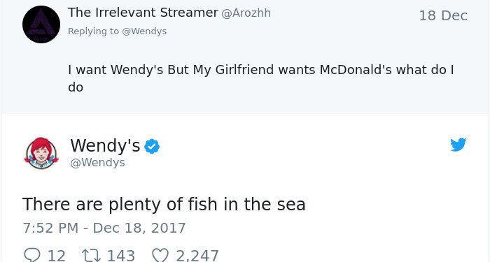 Twitter asado con muchos peces Wendy en el mar