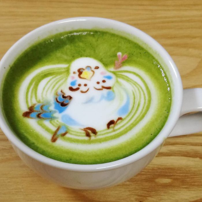 ku-san latte art manga de pájaro