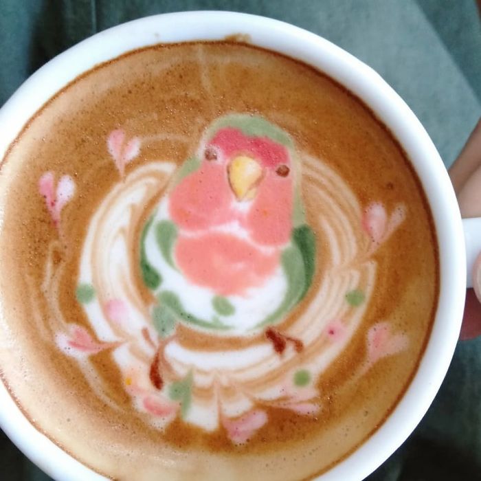 ku-san modelo latte bird art verde rosa modelo