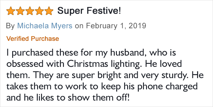 Michaela Myers Amazon Christmas Lights Cargador para teléfono Calificación y revisión del producto