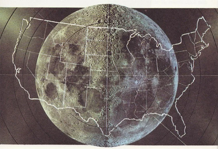 imágenes de comparación de la luna vs EE. UU.