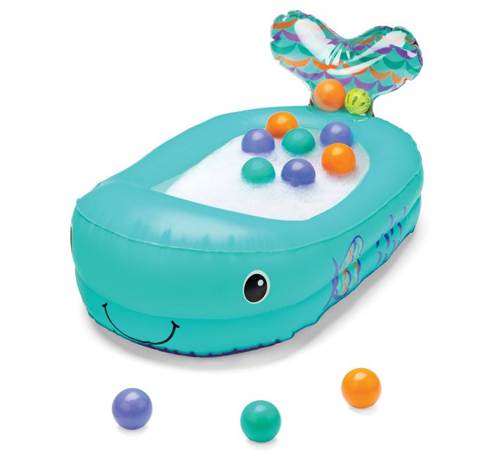 Bañera infantil inflable verde azulado con bolas flotantes