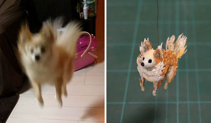 esculturas inspiradas en memes de perros electrificados