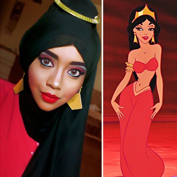 transformación princesa-jazmín-rojo-hijab