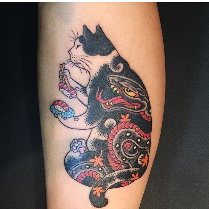 serpiente gato tatuaje horazomo kazuaki