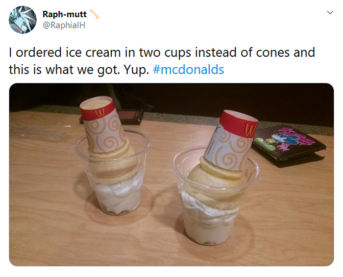 malentendido pedir helado en tazas