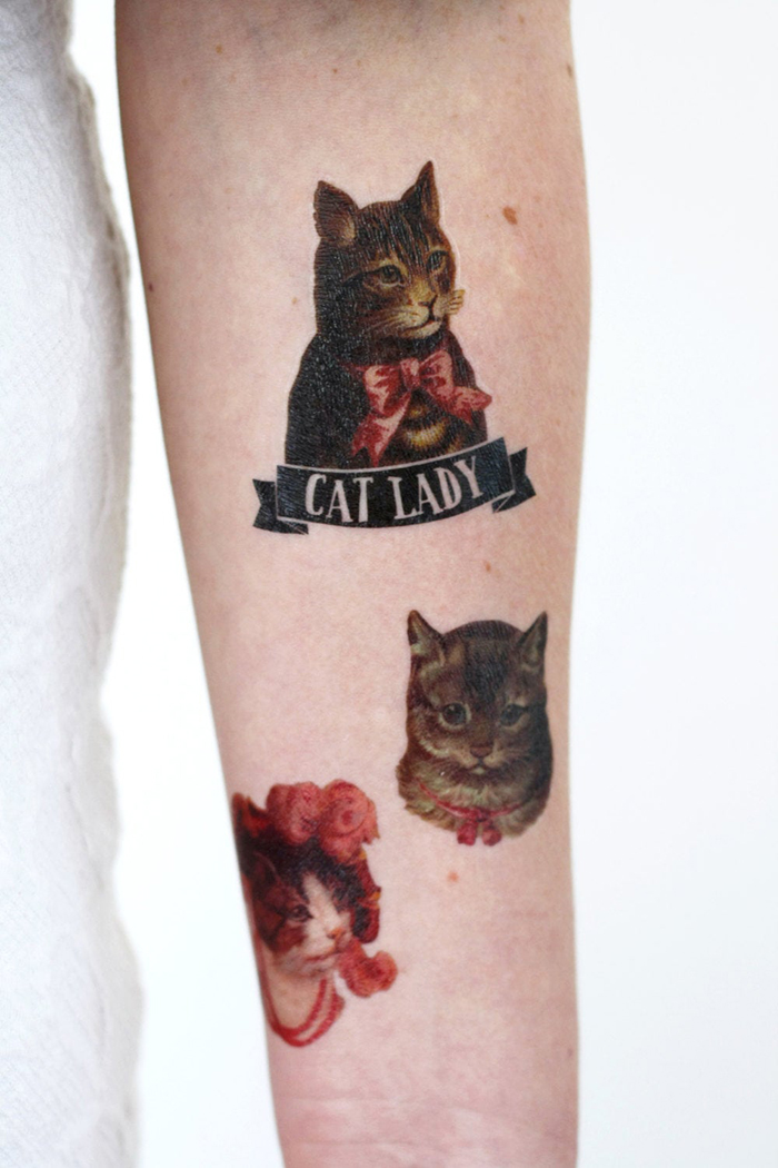 tatuajes temporales gato gato calcomanía estilo