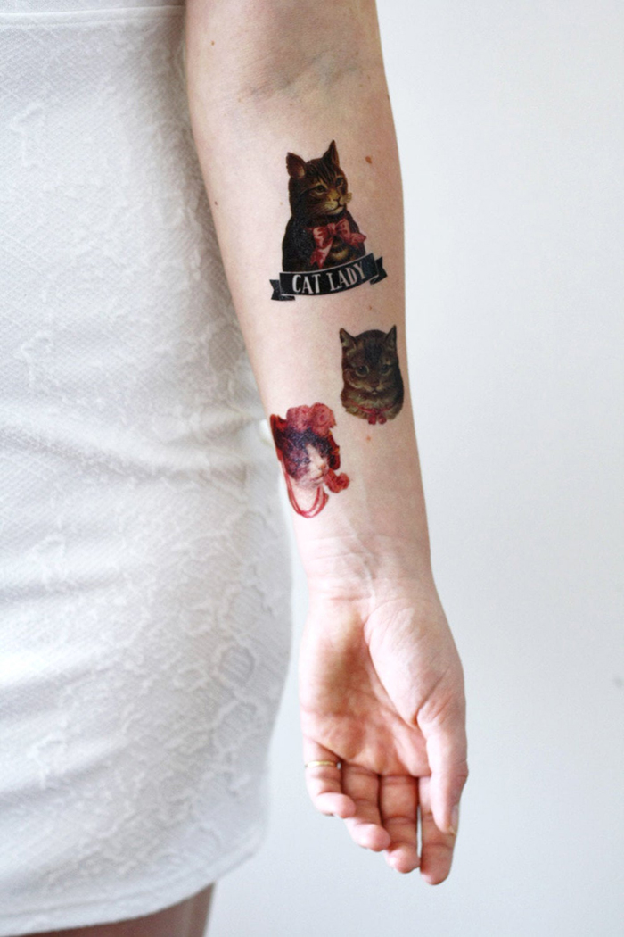 resultado de tatuajes temporales de gatos