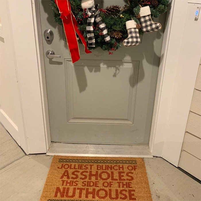 hilarante alfombra de bienvenida navideña