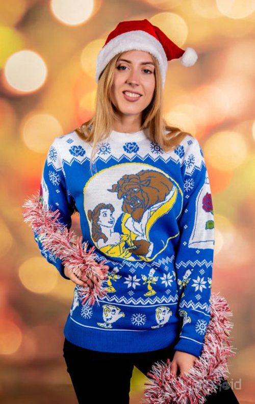 Suéter navideño de Disney para mujer La bella y la bestia fea