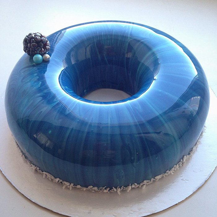 pastel de donut de mármol azul