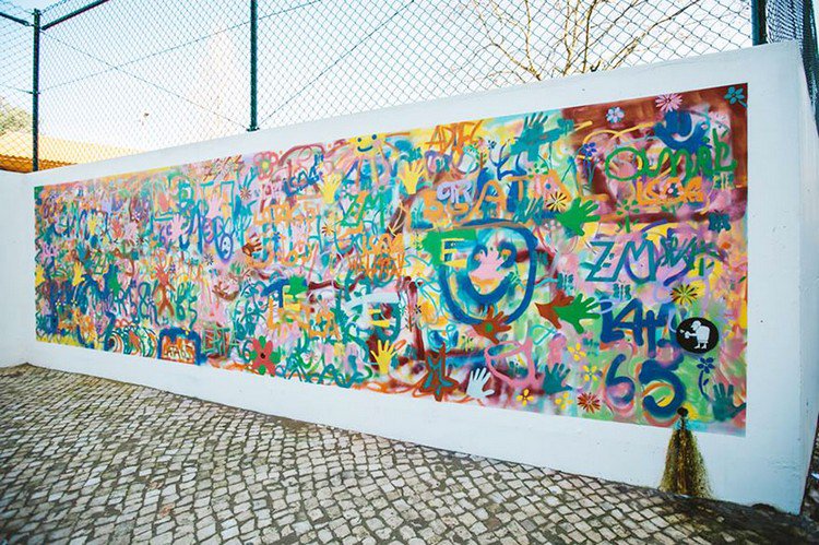 pared de graffiti colorido