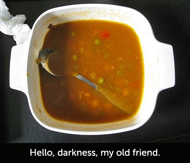 Tiempos en los que la gente tuvo un mal día Cuchara en sopa
