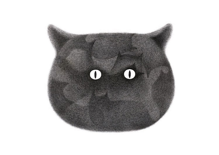 gatos negros esponjosos dibujos a tinta kamwei fong cara de gato