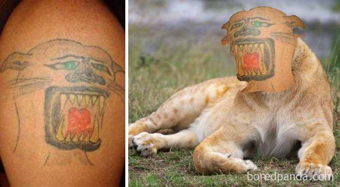 intercambio de cara de tatuaje de tigre aterrador