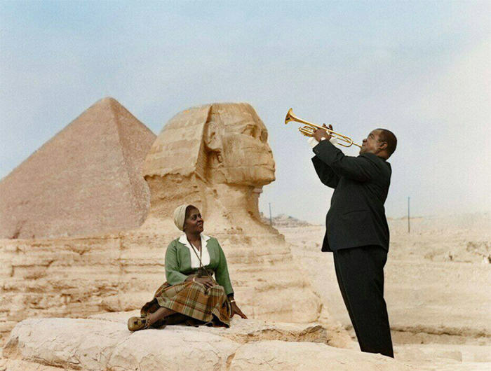 Louis Armstrong y esposa en Egipto