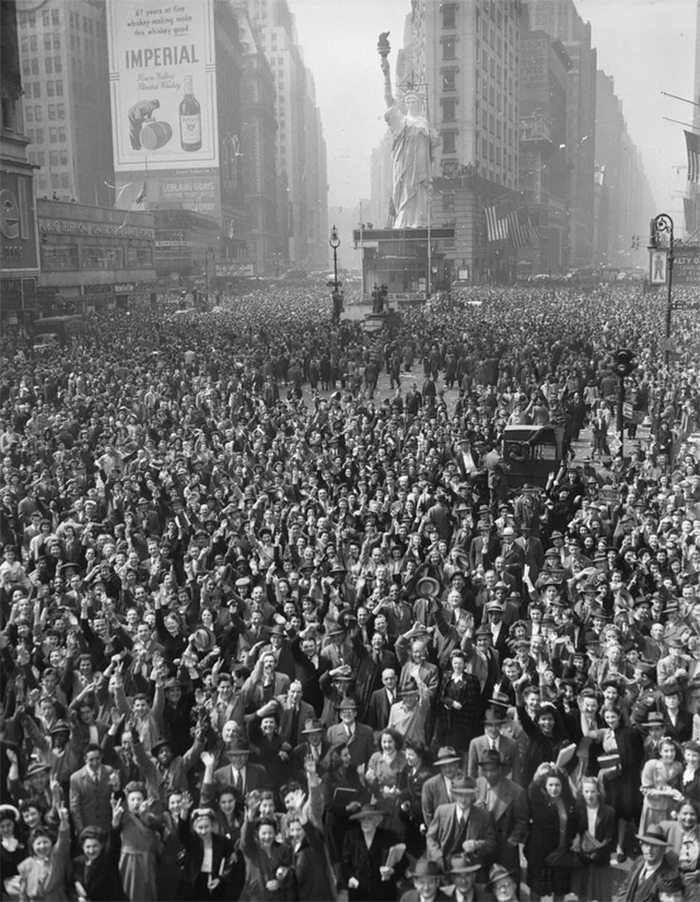 la ciudad de nueva york celebra la derrota de alemania