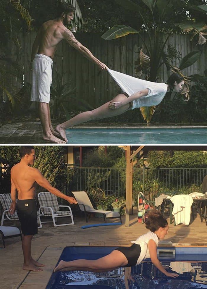 Comediante recrea hilarantemente fotos de celebridades de Instagram inclinadas sobre la piscina