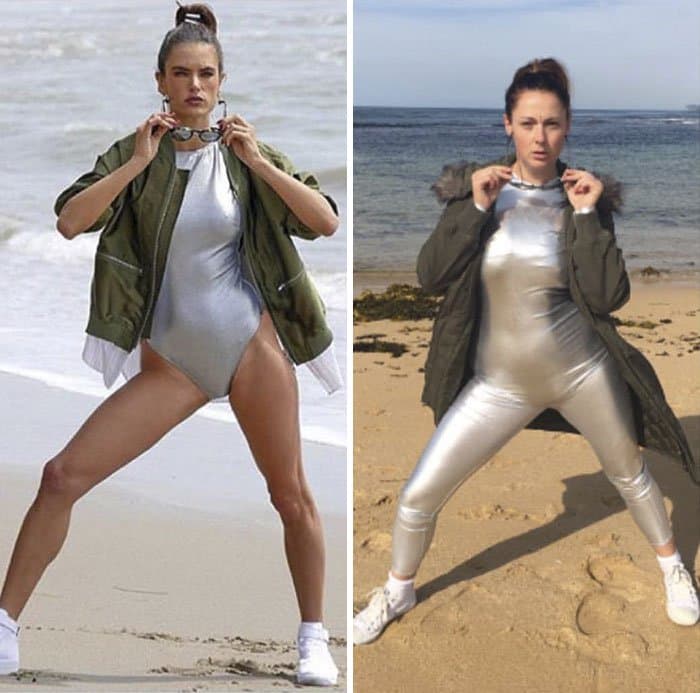 Comediante recrea hilarantemente traje de fotos de Instagram de celebridades en la playa