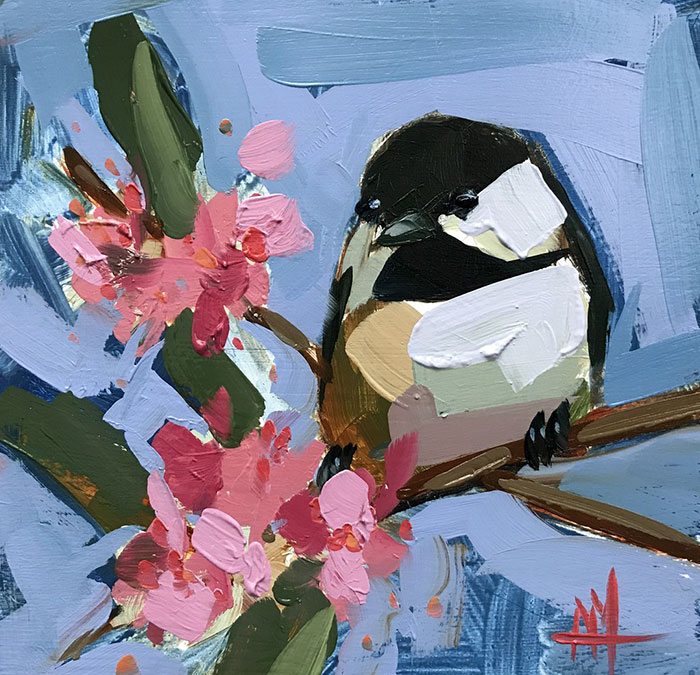 con pinturas al óleo Angela Moulton flores de arte de aves