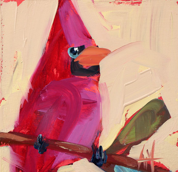 pinturas al óleo de pomelo rosa Angela Moulton arte del pájaro