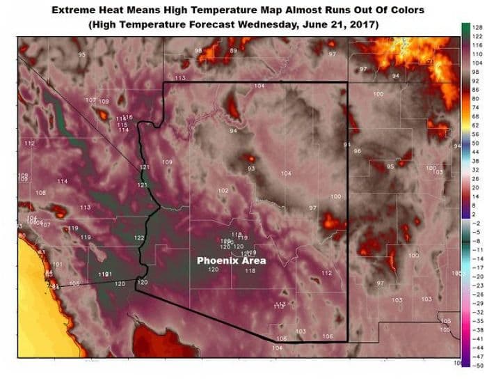 Arizona Mapas de alta temperatura Imágenes Cosas derretidas de colores