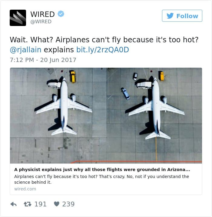 Imágenes de altas temperaturas de Arizona Cosas que los aviones fundidos no pueden volar
