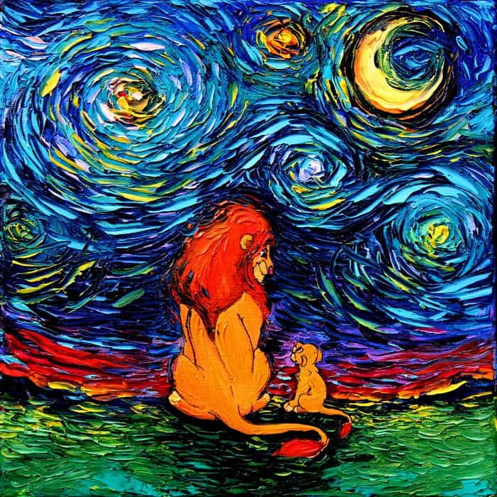 Pintura incorrecta para el rey león Van Gogh aja kusick