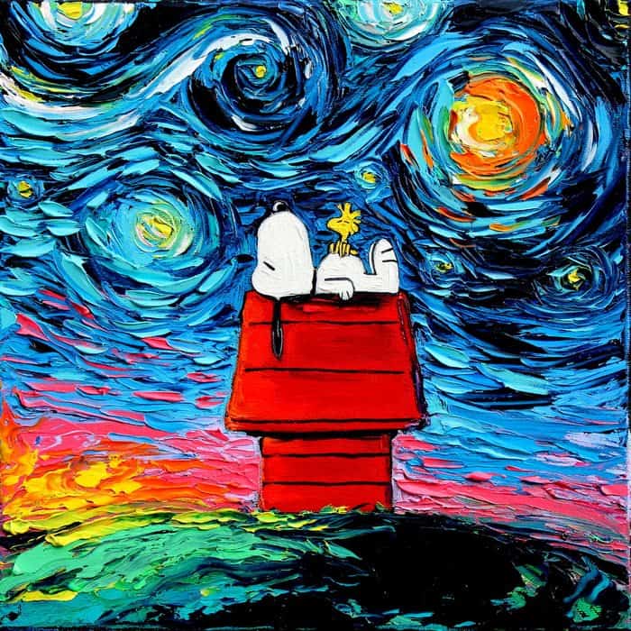 Pintura incorrecta para Snoopy kjaick Van Gogh aja