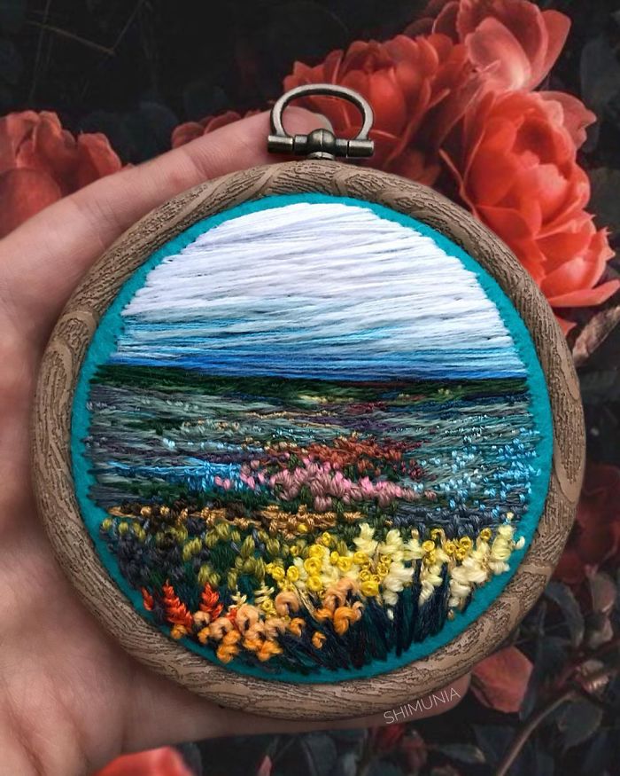 bordado pintura flores