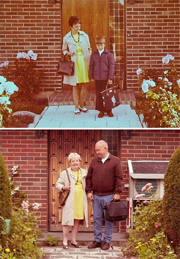papá primer día en la escuela hace 50 años