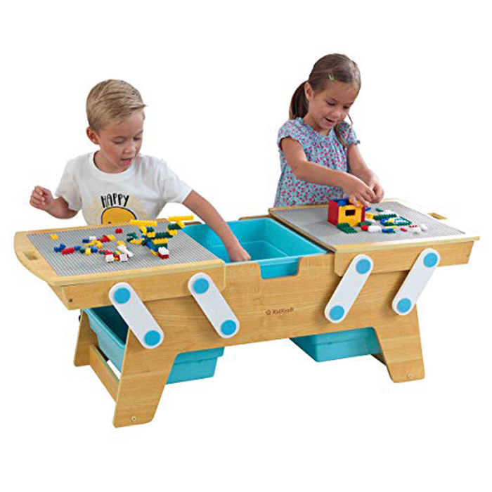 mesa de juego y almacenamiento compatible con lego kidkraft