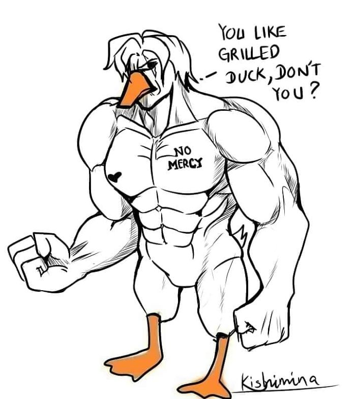 Pato con dibujo muscular
