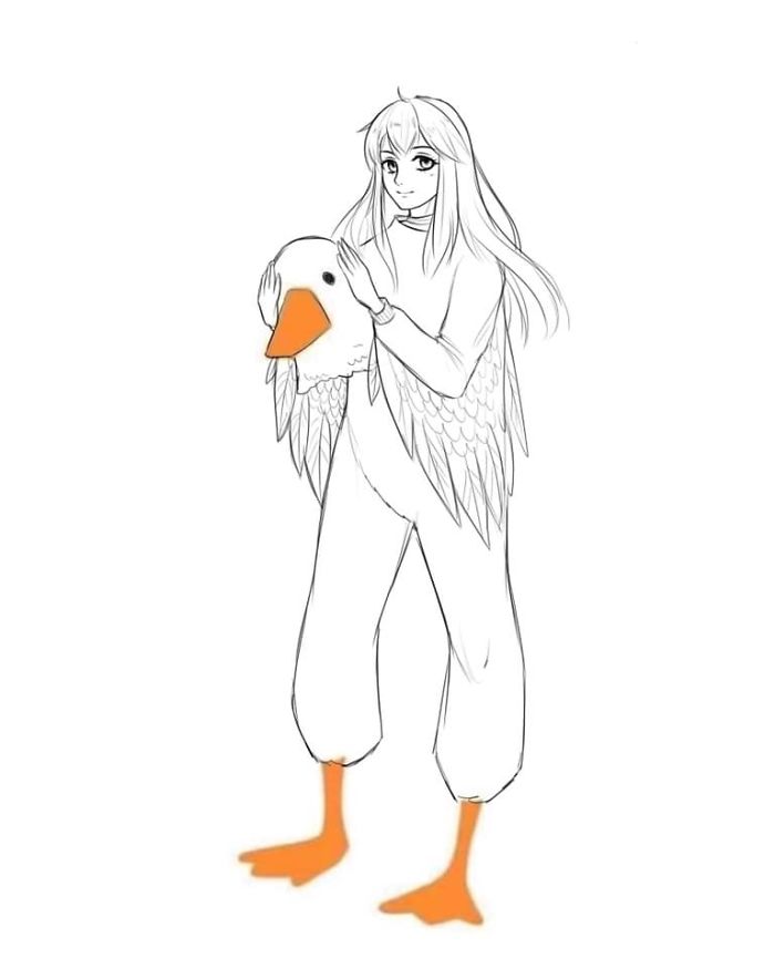 Mascot dibujando dama en pato basado en plantilla de dibujo de pato