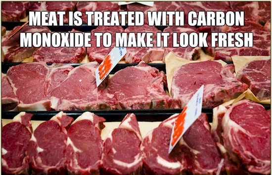 cortes de carne tratados con monóxido de carbono 