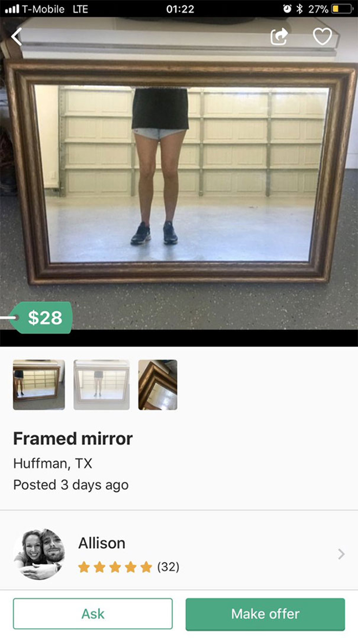gente tratando de vender patas de espejo