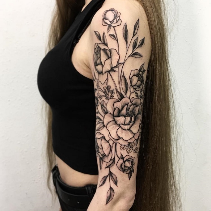 bocetos florales negros de la mano izquierda para los mejores artistas del tatuaje floral