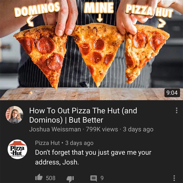 El stand de pizza corresponde a youtuber