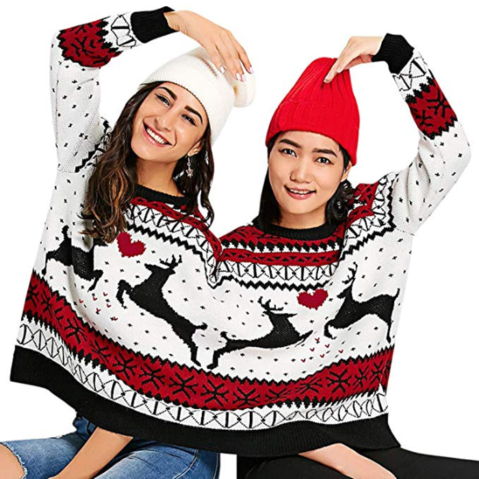 Suéter feo de dos personas de amazon suéter de mezcla de colores frontal