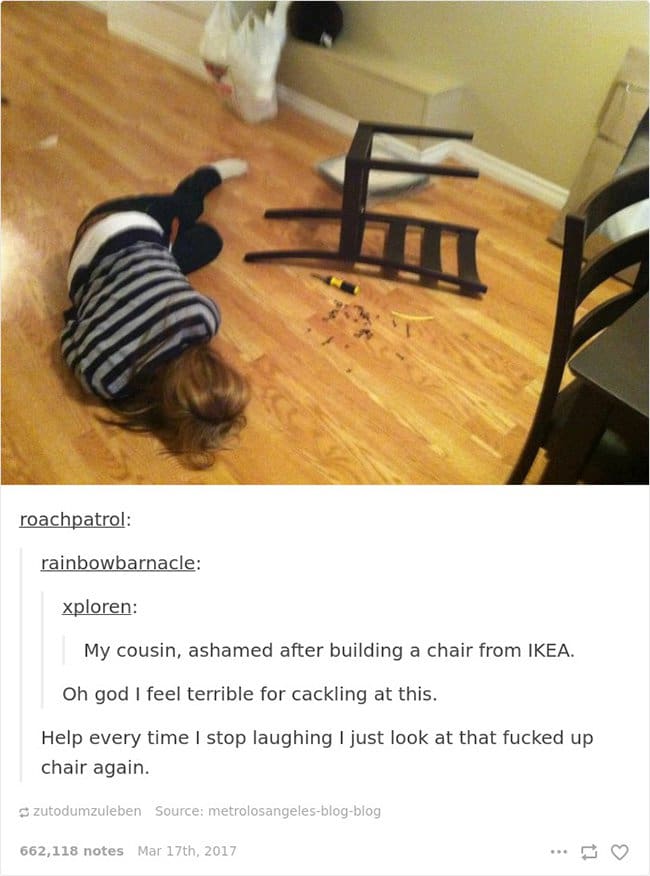 la construcción de la silla ikea salió mal