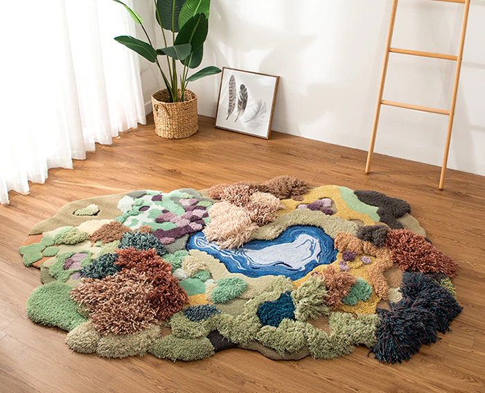 diseño inspirado en la naturaleza de la alfombra de lana