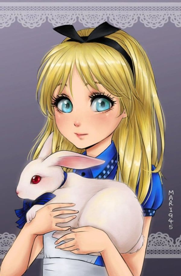 conejo hembra-personajes-de-disney-anime-alice-white-rabbit