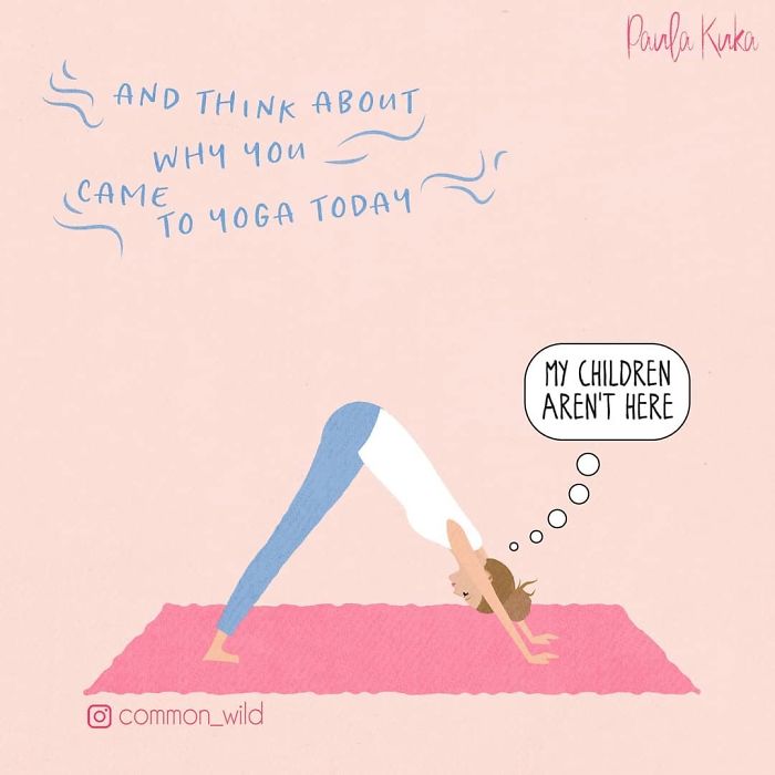Madre, en, ilustración, en, sesión de yoga