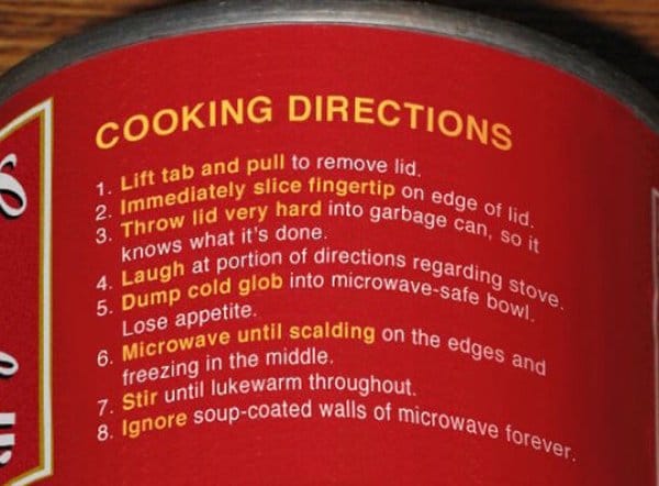 instrucciones divertidas del producto para cocinar instrucciones divertidas del producto para cocinar sopa