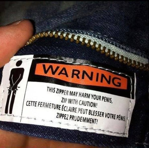 instrucciones divertidas del producto zip con precaución
