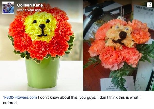 Flores compras en línea que salieron mal