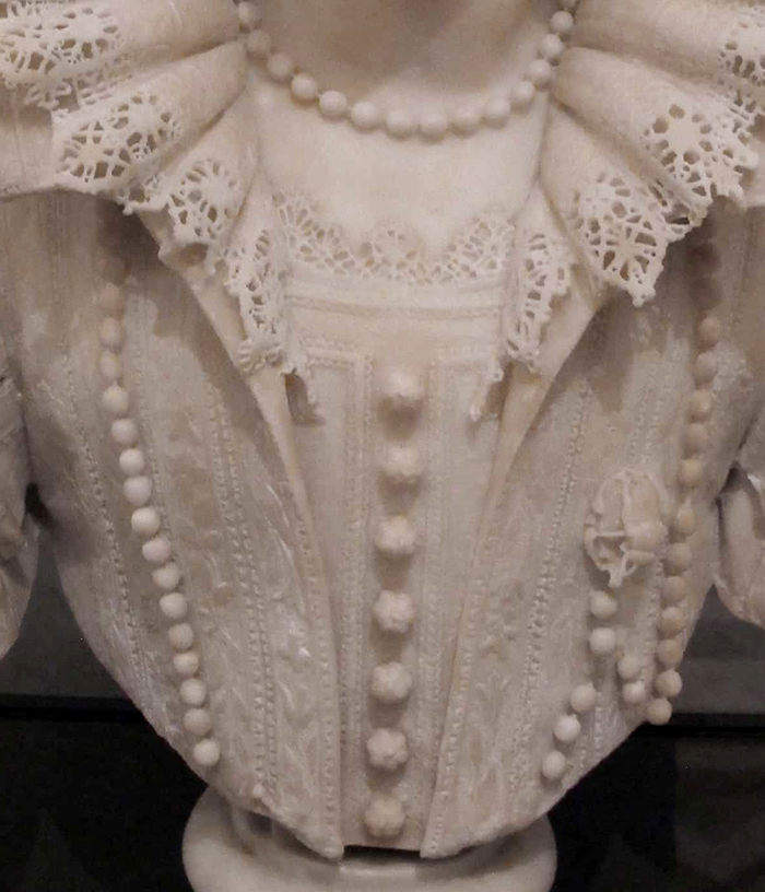Escultura de Maria Duglioli Barberini de Giuliano Finelli Detalles de la ropa superior