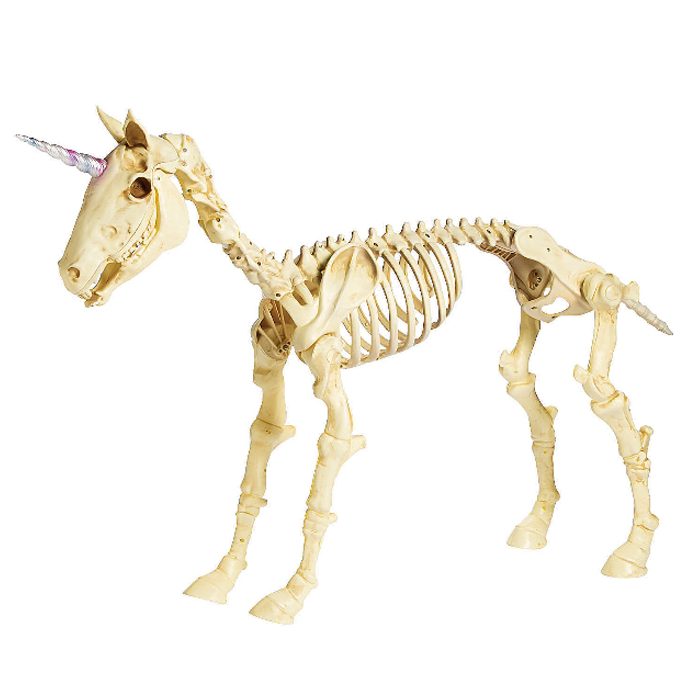 unicornio esqueleto plástico decoración de halloween