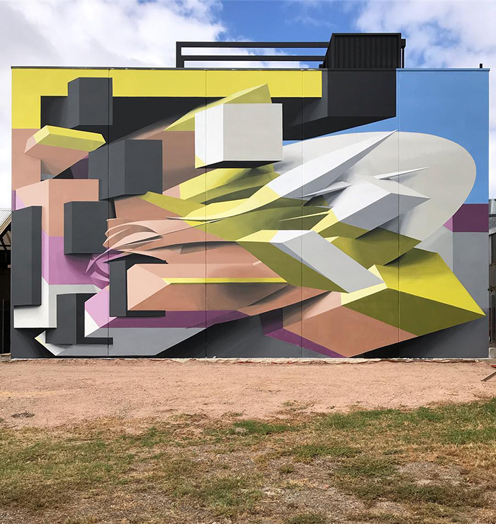 Port Peeta Adelaida Australia del Sur construyendo una fachada mural