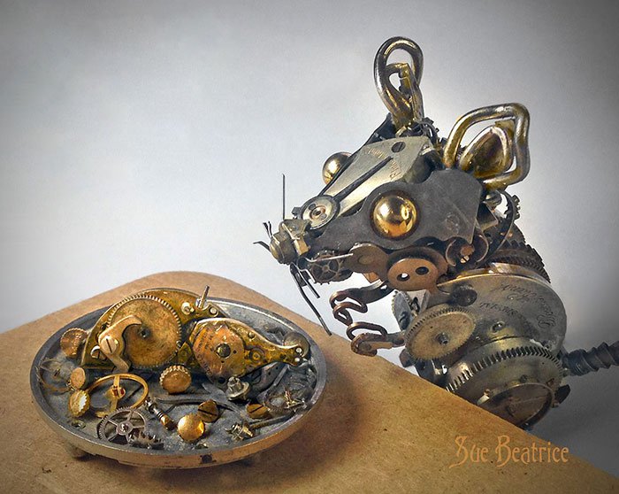 reciclado-reloj-partes-steampunk-esculturas-mouse